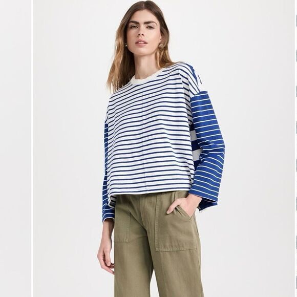 Madewell Easy Rugby Tee, Blue & White Striped - Picture 4 of 7